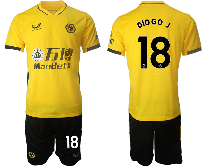 Men 2021-2022 Club Wolverhampton Wanderers home yellow #18 Soccer Jersey->other club jersey->Soccer Club Jersey